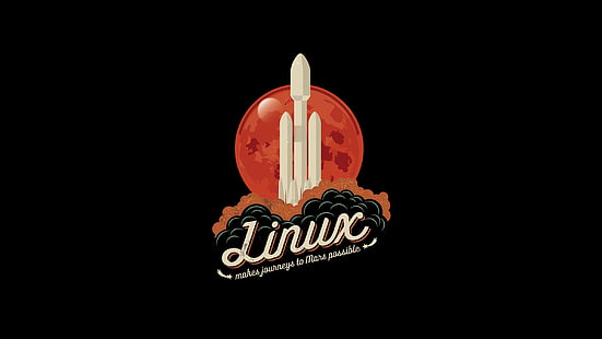 Zrzut ekranu z logo Linnux, Linux, kosmos, rakieta, Księżyc, minimalizm, Tapety HD HD wallpaper