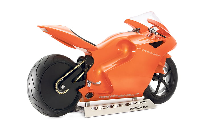 orange and black sport bike, ecosse spirit es1, exclusive sportbike, formula 1, limited edition, HD wallpaper