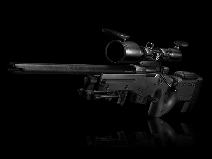 black rifle with scope, Weapons, Sniper Rifle, Gun, Rifle, Weapon, HD wallpaper