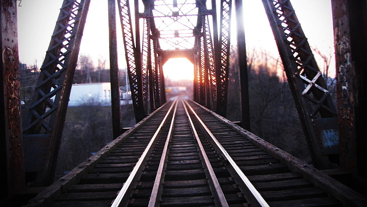 ponte marrone, ferrovia, Sfondo HD
