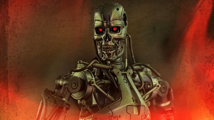 background, toy, robot, figurine, Terminator, T-800, HD wallpaper