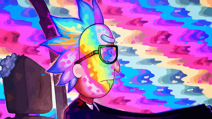 Rick and Morty, vector graphics, car, rainbows, Run the Jewels, HD wallpaper
