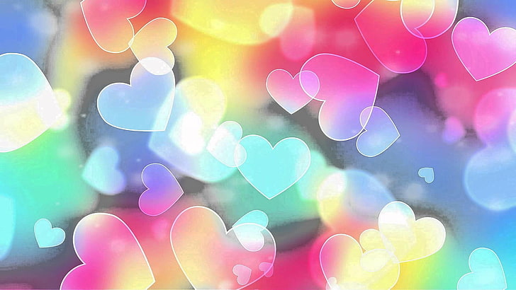 heart, love, colorful, romantic, valentine day, valentine, HD wallpaper