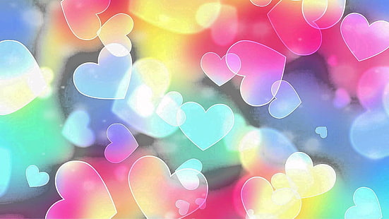 coeur, amour, coloré, romantique, saint valentin, saint valentin, Fond d'écran HD HD wallpaper