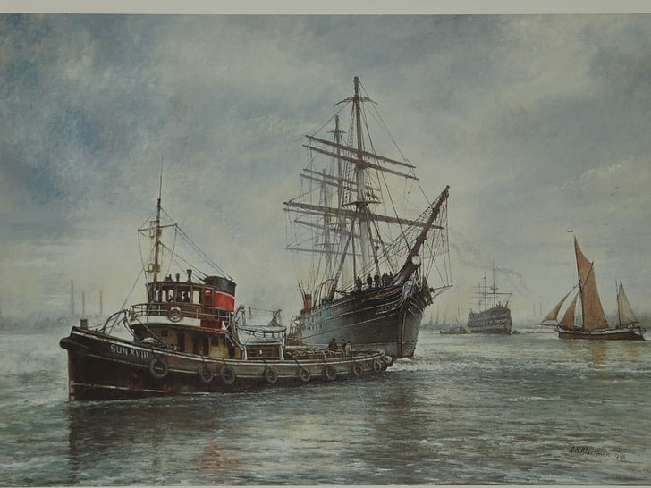 Segelschiff, Kunstwerk, Schiff, Fahrzeug, HD-Hintergrundbild