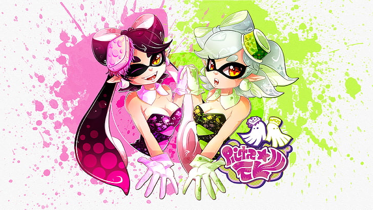 two female anime character illustration, Squid Sisters, Callie, Marie, HD wallpaper
