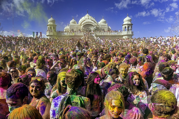 kolor, kolory, festiwal, hindus, holi, indie, wiosna, Tapety HD