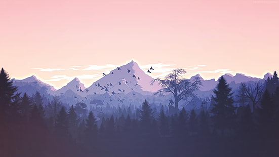планина и гора, дигитално изкуство, пейзаж, гора, планини, фен изкуство, произведения на изкуството, HD тапет HD wallpaper