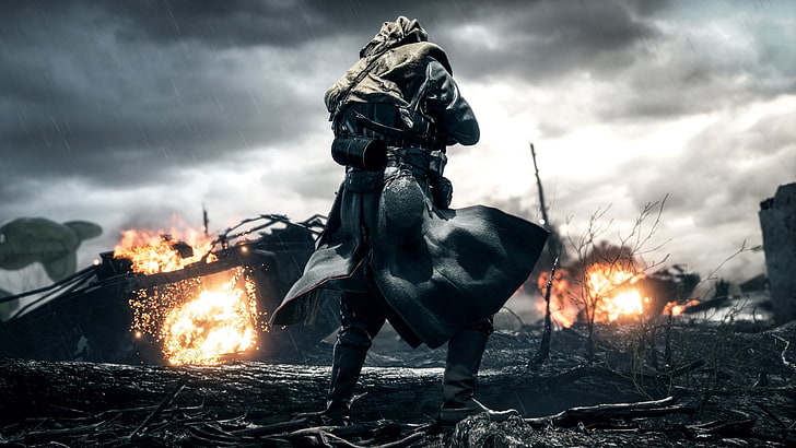 Battlefield, Battlefield 1, Explosion, Rain, Soldier, Warzone, Wallpaper HD