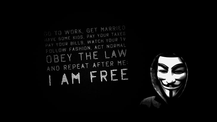 Аноним, я свободные цитаты, аноним, HD обои