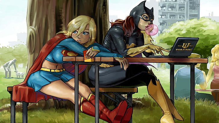 Super Girl illustration, Batgirl, DC Comics, Supergirl, cartoon, artwork,  HD wallpaper | Wallpaperbetter