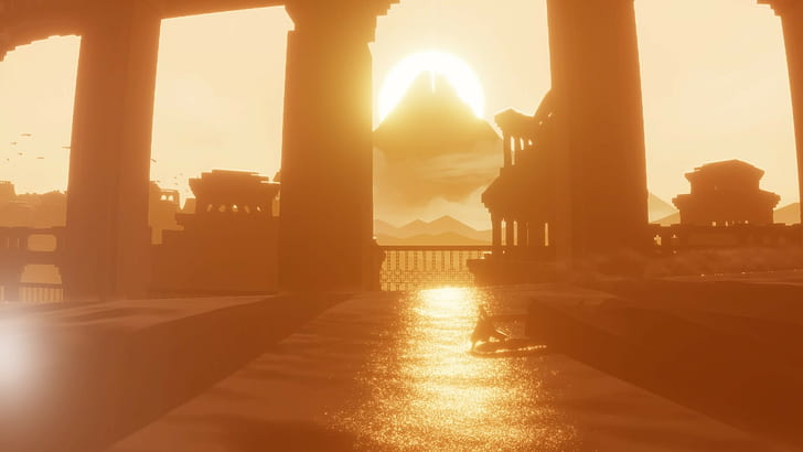 en el juego, luz solar, desierto, Journey (juego), Fondo de pantalla HD