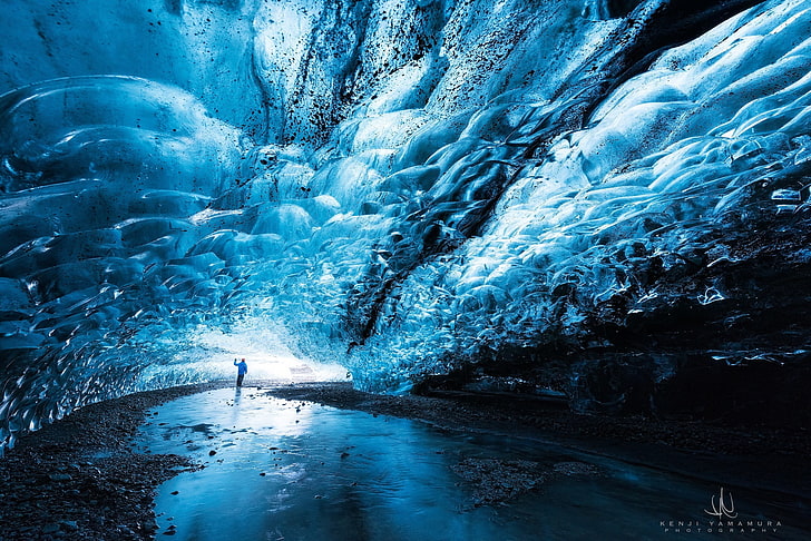 gente, hielo, cueva, fotógrafo, Kenji Yamamura, Fondo de pantalla HD