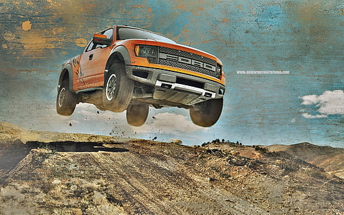 Ford Raptor Truck Jump Stop Action HD, автомобили, брод, екшън, скок, камион, стоп, раптор, HD тапет HD wallpaper