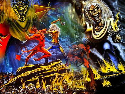 Група (музика), Iron Maiden, Обложка на албум, Hard Rock, Heavy Metal, HD тапет HD wallpaper