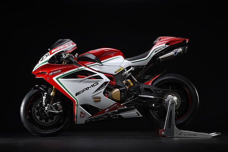 MV Agusta F4 RC, superbike, AMG Line, motorcycle, exhaust pipes, black background, MV agusta, HD wallpaper