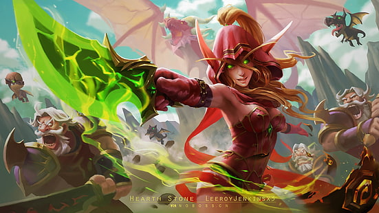 miecz, Hearthstone: Heroes of Warcraft, World of Warcraft, gry wideo, grafika, Valeera Sanguinar, Blood Elf, Tapety HD HD wallpaper