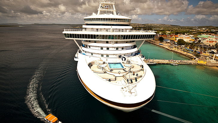 bateau de croisière, Princess Cruises, mer, port, station balnéaire, personnes, Fond d'écran HD