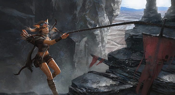 Fantasy, Women Warrior, Archer, Girl, Woman Warrior, HD wallpaper