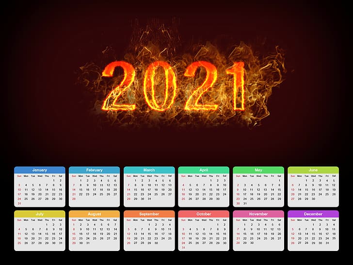 calendário, 2021 (ano), ano novo, HD papel de parede