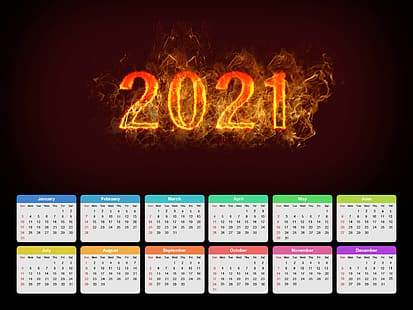  calendar, 2021 (Year), New Year, HD wallpaper HD wallpaper