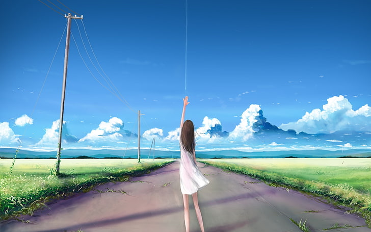 Straße, Anime Girls, Landschaft, HD-Hintergrundbild