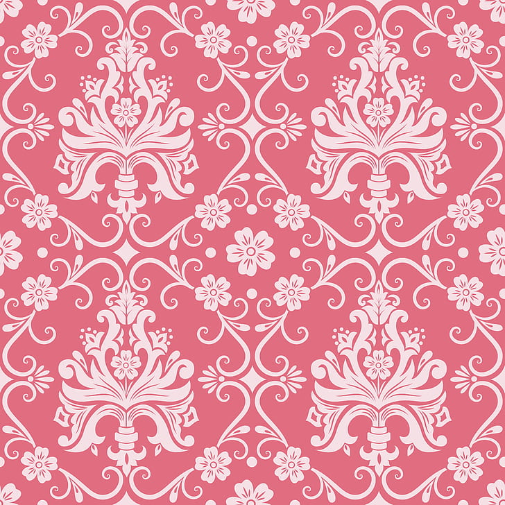 flowers, background, pink, pattern, ornament, style, vintage, seamless, victorian, HD wallpaper