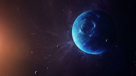 Netuno, planeta, lua, espaço, sistema solar, HD papel de parede HD wallpaper