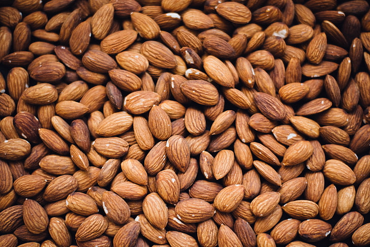 almond nut lot, almonds, nuts, core, HD wallpaper