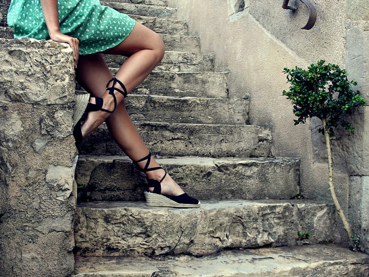 лестница, модель, ножки, женщины, HD обои