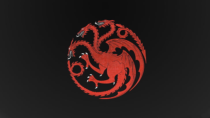 круглый драконий логотип с 3 головами, Дом Таргариен, Игра престолов, Дракон, HD обои