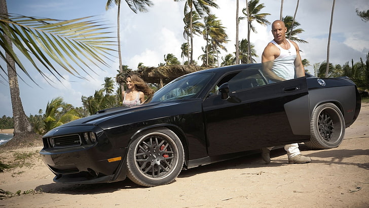 czarne coupe, Vin Diesel, Szybcy i wściekli, filmy, samochód, Tapety HD
