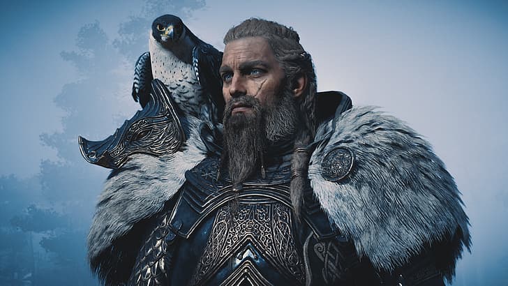 Falcon, Viking, Assassin's Creed Valhalla, Eivor Varinsdottir, HD wallpaper