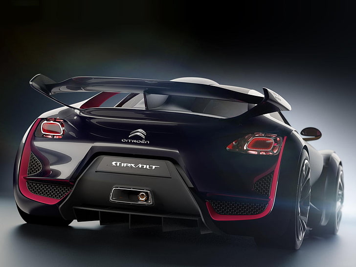 Citroen Survolt Concept Back, черный Citroen, спортивное купе, Автомобили, Citroen, черный, концепт, суролт, HD обои