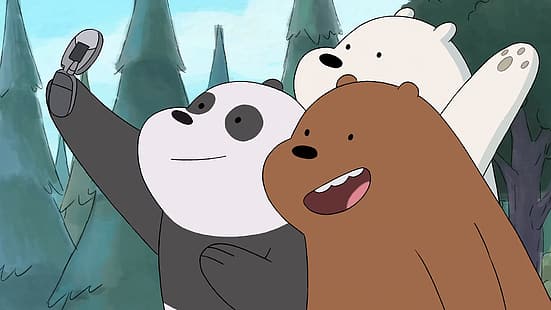 We Bare Bears, аниме храна, мечки, панда, мечка гризли, ледена мечка, HD тапет HD wallpaper
