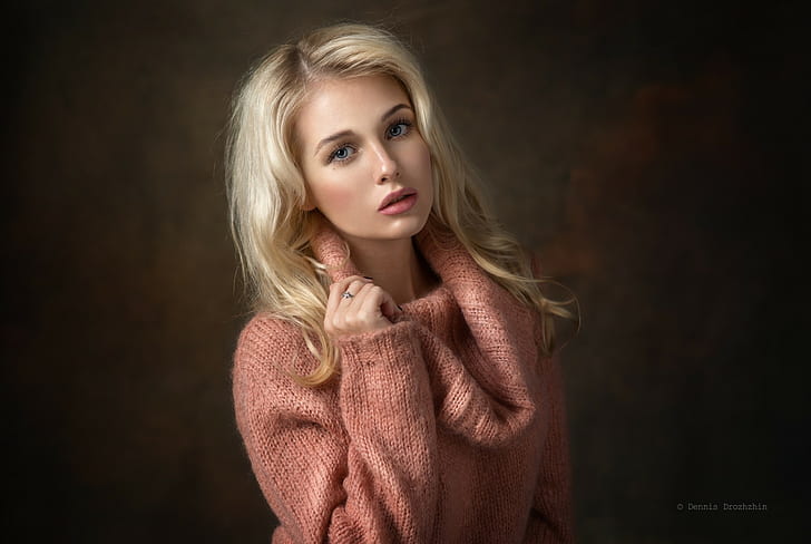 blonde, simple background, portrait, Dennis Drozhzhin, Christina, 500px, women, HD wallpaper