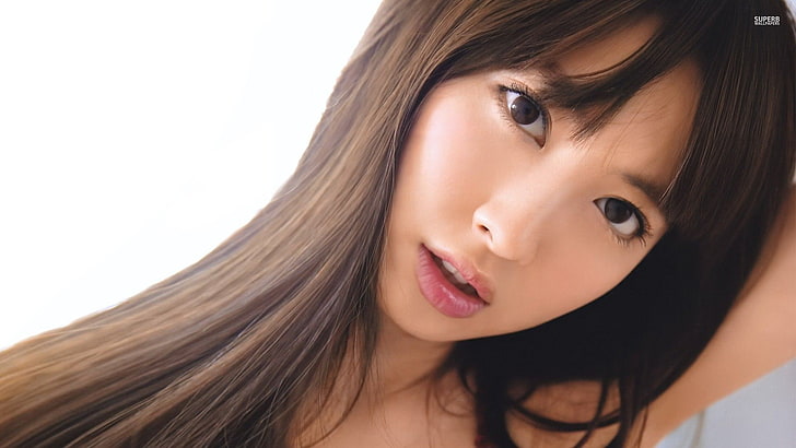 Haruna Kojima, women, Asian, brunette, long hair, brown eyes, face, HD wallpaper
