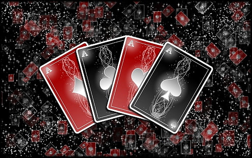 Cztery karty do gry w karty Ace cyfrowe tapety, gra, poker, Tapety HD HD wallpaper