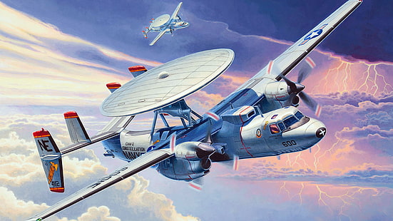 Grumman E-2 Hawkeye, dzieło sztuki, samolot, pojazd, Tapety HD HD wallpaper