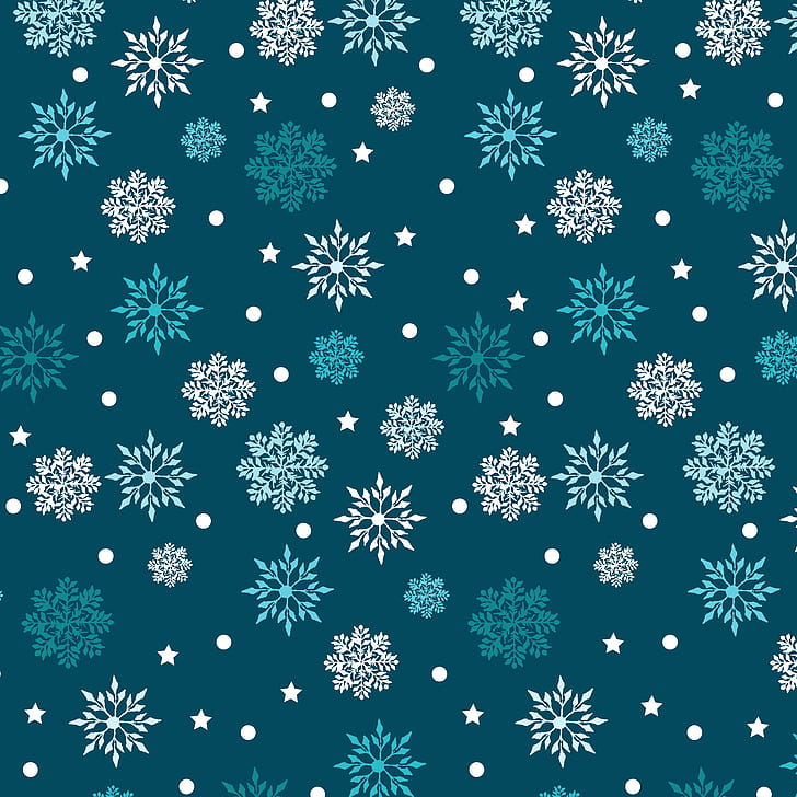 winter, snow, snowflakes, background, blue, Christmas, HD wallpaper