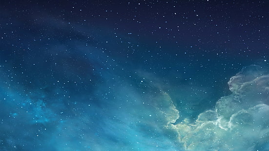voie lactée, ciel étoilé, étoiles pendant la photographie de nuit, étoiles, galaxie, espace, ciel, art de l'espace, nébuleuse, art numérique, nuages, cyan, bleu, Fond d'écran HD HD wallpaper