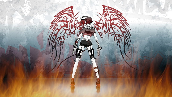 anime, karakter asli, sayap, tanduk, gadis anime, Wallpaper HD
