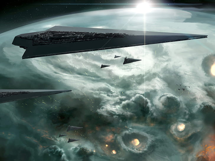 Star Wars, Fleet, Space, Star Destroyer, HD wallpaper