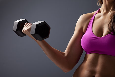 fitness, dumbbell, Triceps women, HD wallpaper HD wallpaper