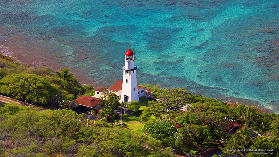 ダイヤモンドヘッド灯台、オアフ島、ハワイ、建築、 HDデスクトップの壁紙 HD wallpaper