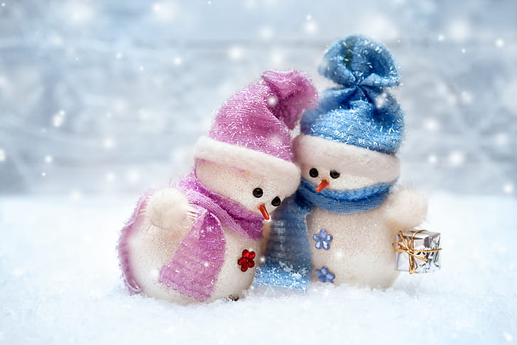 Tahun Baru, Natal, manusia salju, musim dingin, salju, selamat Natal, Wallpaper HD