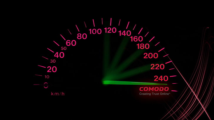 black speedometer, COMODO, internet, trust, online, speedometer, HD wallpaper