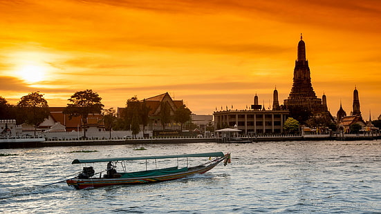 Sungai Chao Phraya, Bangkok, Thailand, Asia, Wallpaper HD HD wallpaper