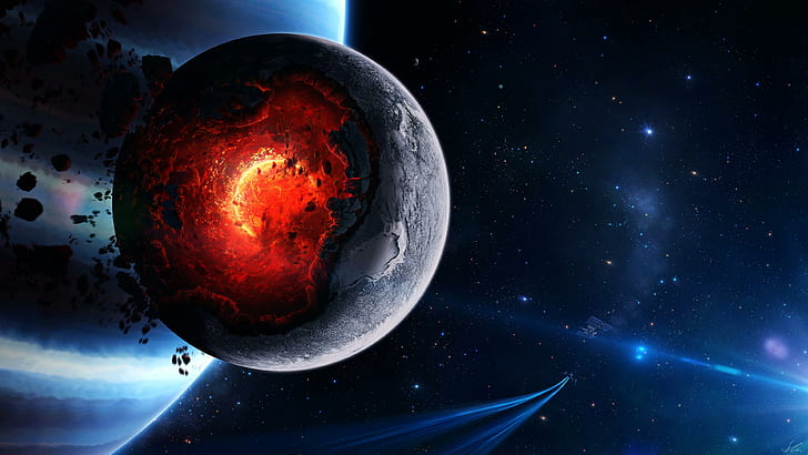 Space Cataclysm Planet Art Explosion Comets Ultra 3840×2160 Hd Wallpaper, HD wallpaper