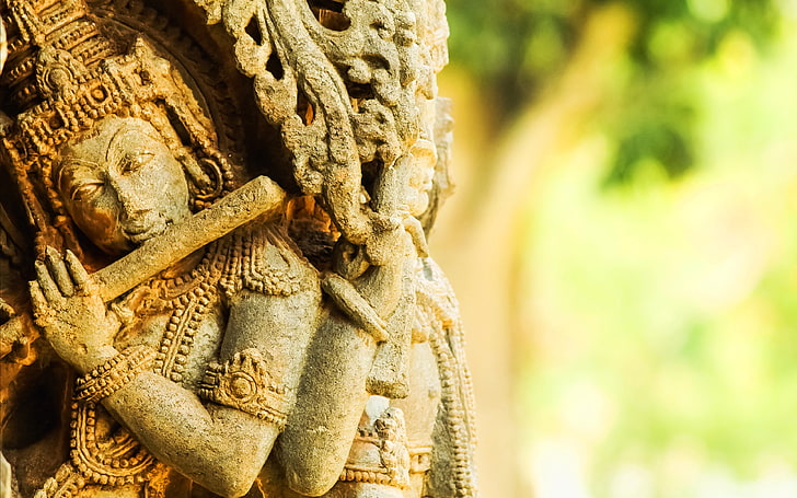 Krishna Statue Belur, Gottheit mit Flötenskulptur, Gott, Lord Krishna, HD-Hintergrundbild